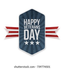 Happy Veterans Day festive Label with Text