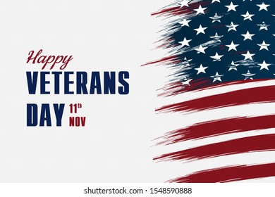 happy veterans day flag illustration design over american glag and a white background