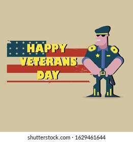 Happy Veterans Day With Flat Design
