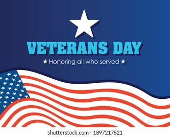 happy veterans day, greeting card american flag celebration vector illustration