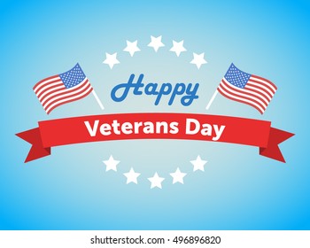 Happy Veterans day greeting card. Vector illustration.