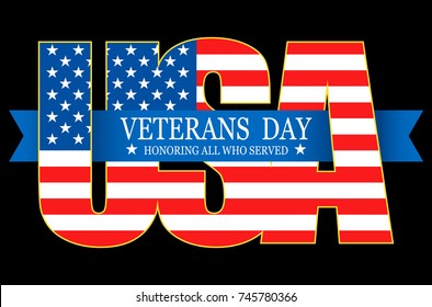 Happy Veterans day greeting card. Vector illustration