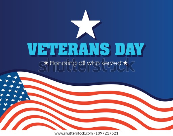 happy veterans day, greeting card american\
flag celebration vector\
illustration