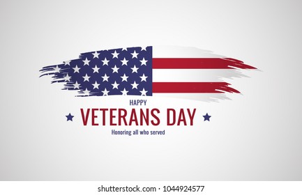Happy Veterans day with grunge american flag. Vector illustration