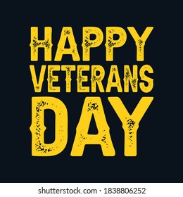 Happy veterans day. Hand drawn typography poster design. Premium Vector.