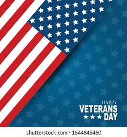 Happy Veterans Day. Honoring all who served. American flag cover. USA National holiday design concept. Vector illustration.