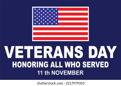 Happy veterans day honoring all who served poster background template design. Vector illustration.