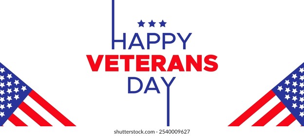 Happy Veterans Day Lettering Text USA Flag Banner Template Design for Celebration United States Holiday 