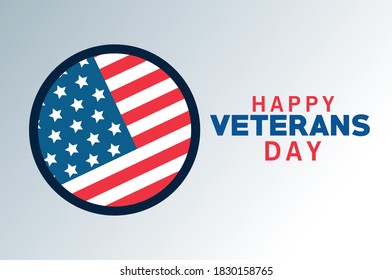 happy veterans day lettering with usa flag in circular frame vector illustration design