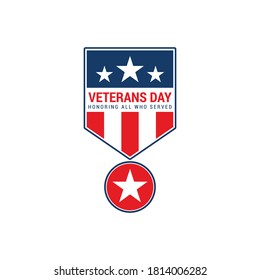 Happy Veteran's Day Logo For American Veteran. Vector Illustration