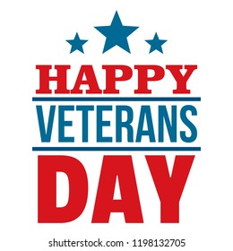 Happy veterans day logo. Flat illustration of happy veterans day vector logo for web design