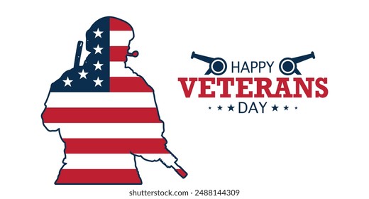 Happy Veterans Day patriotic banner