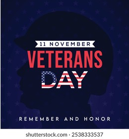 Happy Veterans Day Post, Veterans Day Feier Design, Veterans Tag Banner, Ehren aller, die dienten, US Army Veterans Day, 11. November, Vektorgrafik, Grußkarte, Social Media Post