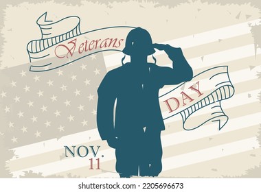 happy veterans day postcard with soldier