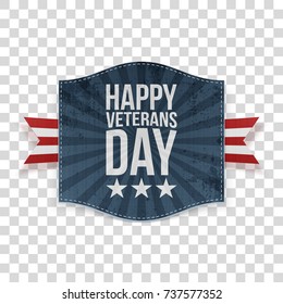 Happy Veterans Day realistic patriotic Label