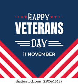 Happy Veterans Day sale banner. Holiday typographic poster with usa waving flag. Thank you, Veterans. Vector illustration
