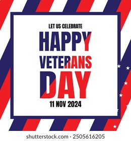 Happy Veterans Day sale banner. Holiday typographic poster with usa waving flag. Thank you, Veterans. Vector illustration
