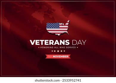 Happy Veterans Day Vereinigte Staaten von Amerika, Vektorhintergrund. Veteranentag-Poster. Ich ehre alle, die gedient haben. 11. November Veteranentag Poster mit US-Flagge.