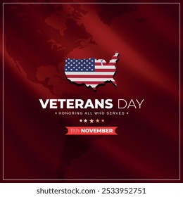 Feliz Dia dos Veteranos Estados Unidos da América vetorial de fundo. Cartaz do dia dos veteranos. Homenageando todos os que serviram. Cartaz do dia dos veteranos de 11 de novembro com bandeira dos EUA.