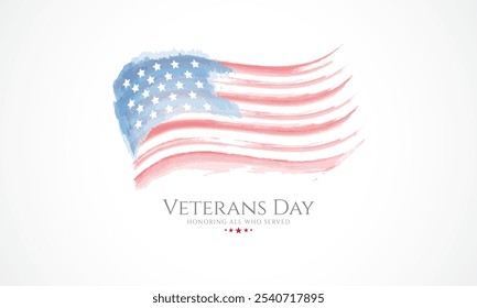 Happy Veterans Day United States of America background vector illustration With watercolor flag art style