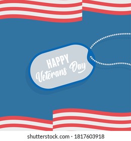 happy veterans day, US military armed forces soldier, tag id military american flag vector illustration