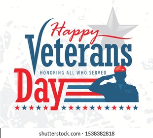 Happy Veterans Day Us Soldier Silhouette Stock Vector (Royalty Free ...