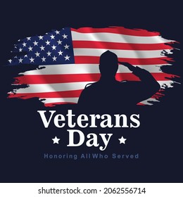 Happy Veterans Day USA. American Old Soldier Back View. Vector Illustration Design