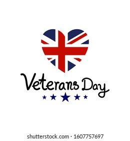 Happy Veterans Day with USA flag  on white background. vector illustration 