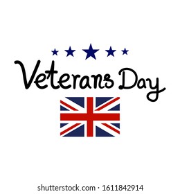 Happy Veterans Day with USA flag  on white background. vector illustration 