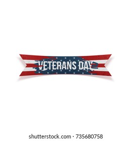 Happy Veterans Day vector bent Ribbon