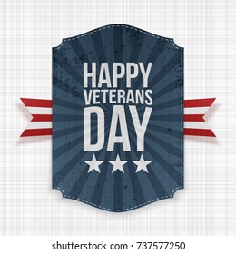 Happy Veterans Day vector grunge Banner