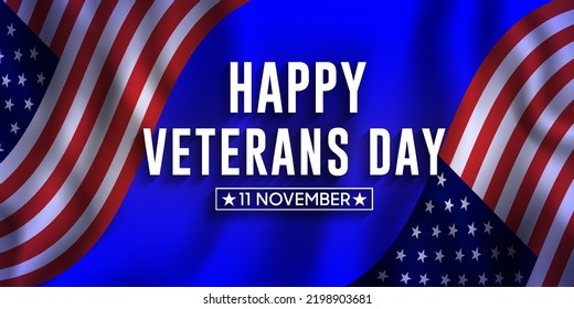 happy veterans day vector realistic flag background