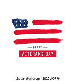 Happy veterans day vector template. Design with flag for banner, greeting cards or print.