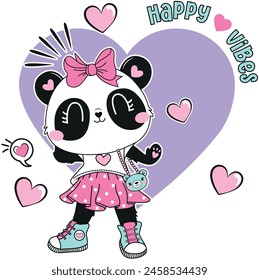 happy vibes panda cute girl fashion