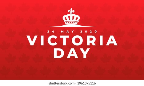  Happy victoria day, 24 may 2021 modern creative banner, design concept, social media post template with white text and crown icon on a red abstract background