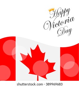 Happy Victoria Day background with Canadian flag and crown, vector illustration