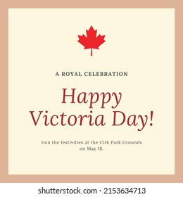 Happy Victoria Day, Brown Bordered Victoria Day. Victoria Day in Canada Vector Illustration, realistic rippling canadian flag.