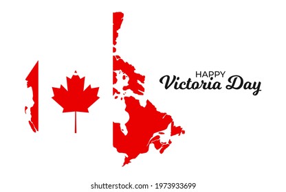 Happy victoria day canada vector illustration. Canada flag inside map.