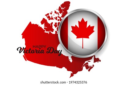 Happy victoria day canada vector illustration. Canada flag inside silver ring.