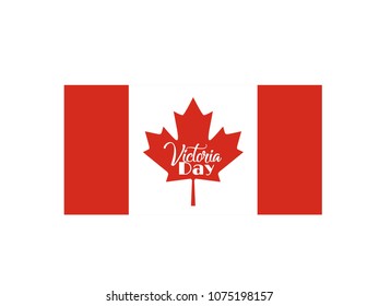 Happy Victoria Day card with Canada flags and fireworks, vector