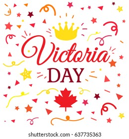 Happy Victoria Day Sticker And Banner With Royal Crown. Vector