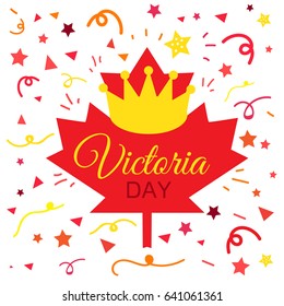 Happy Victoria Day Sticker And Banner With Royal Crown. Vector