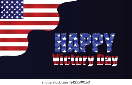 Texto Del Día De La Victoria Feliz Con La Bandera De Estados Unidos Y El Diseño De Fondo De Degradado Azul