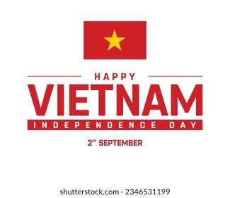 Happy Vietnam Independence day, Independence day Vietnam, Vietnam flag, Vietnam, 2nd September, 2 September, National Day, Independence day, Flat Flag, Typographic design, Vector Typography Eps Icon