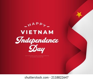 Happy Vietnam Independence Day September 2th Celebration Vector Design Illustration. Template for Poster, Banner, Advertising, Greeting Card or Print Design Element