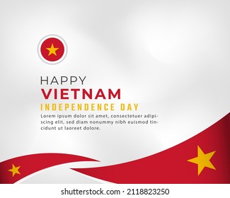 Happy Vietnam Independence Day September 2th Celebration Vector Design Illustration. Template for Poster, Banner, Advertising, Greeting Card or Print Design Element