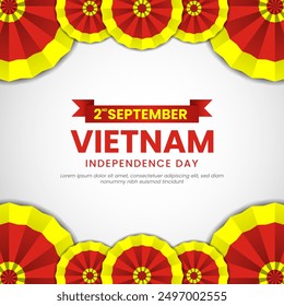 Happy Vietnam Independence Day September 2nd Celebration Vector Design Illustration. Template for Poster, Banner, Advertising, Greeting Card or Print Design Element
