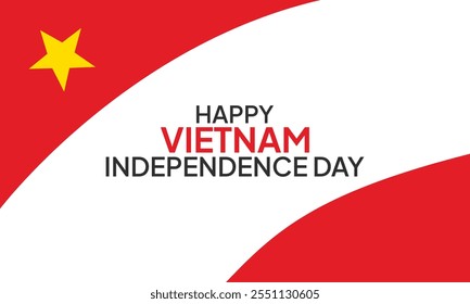 Feliz Día de la Independencia de Vietnam 2 de septiembre Celebración Ilustración de diseño de Vector. Plantilla para cartel, Anuncio, publicidad, tarjeta de felicitación o elemento de diseño de impresión