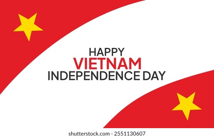 Feliz Día de la Independencia de Vietnam 2 de septiembre Celebración Ilustración de diseño de Vector. Plantilla para cartel, Anuncio, publicidad, tarjeta de felicitación o elemento de diseño de impresión