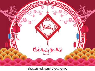 Happy vietnamese new year luna new year (Vietnamese characters mean Happy New Year)